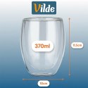 2 x Szklanka Termiczna 370ml Podwójne Szkło Kawa Herbata VILDE