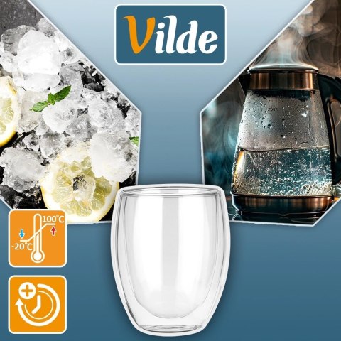 2 x Szklanka Termiczna 370ml Podwójne Szkło Kawa Herbata VILDE