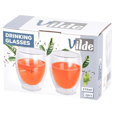 2 x Szklanka Termiczna 370ml Podwójne Szkło Kawa Herbata VILDE