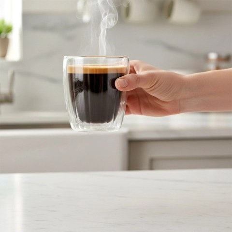 2 x Szklanka Termiczna Espresso 120ml Podwójne Szkło Paskowane