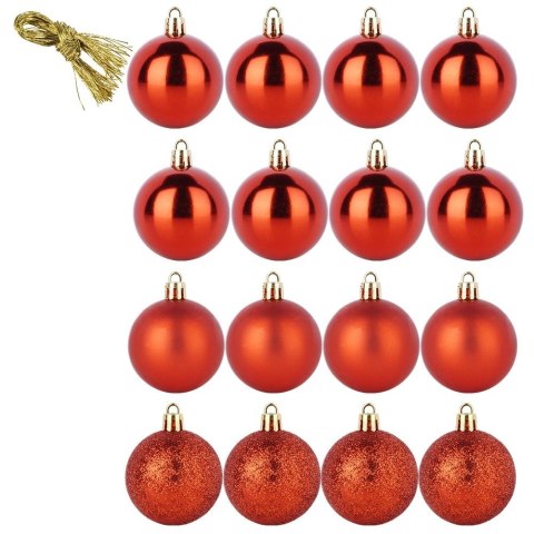 Bombki Czerwone 12 szt. Nietłukące 5 cm Zestaw Mat/Błysk/Brokat Dekor