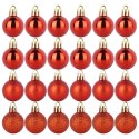 Bombki Czerwone 24 szt. Nietłukące 3 cm Komplet Mat/Błysk/Brokat Dekor