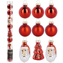 Bombki Czerwone 9 szt. Nietłukące 3 / 5 cm Choinka Mikołaj Okrągłe