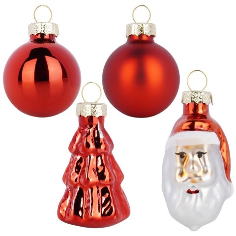 Bombki Czerwone 9 szt. Nietłukące 3 / 5 cm Choinka Mikołaj Okrągłe