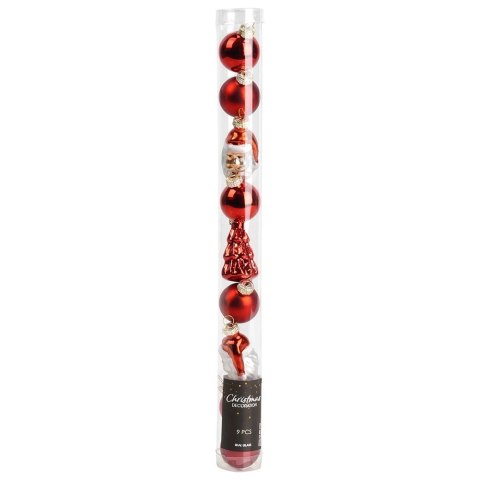 Bombki Czerwone 9 szt. Nietłukące 3 / 5 cm Choinka Mikołaj Okrągłe