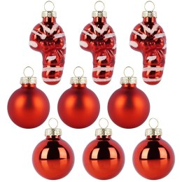 Bombki Szklane Zestaw 9 szt. Czerwone 3 cm Dekoracja Choinkowa