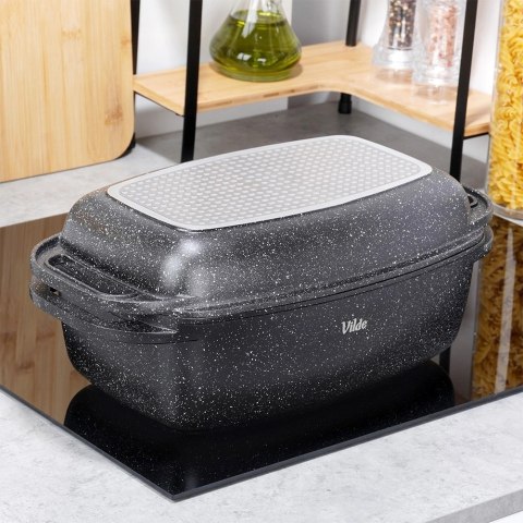 Brytfanna 2w1 Granitowa 5,5 L z Funkcją Patelni Grillowej VILDE Indukcja