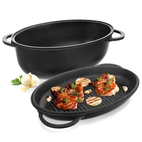 Brytfanna ORION Granitowa 2w1 GRANDE 10 L 43 x 28 cm Patelnia Grillowa