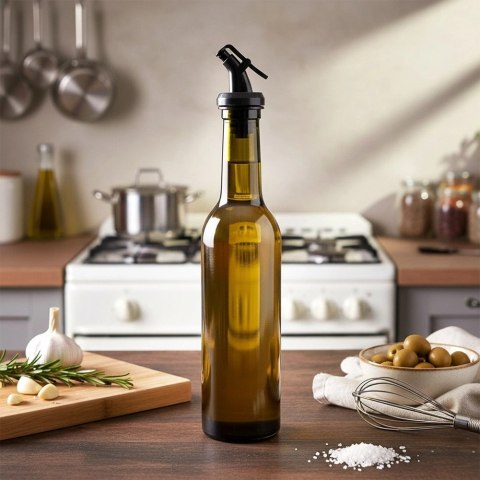 Butelka na Oliwę Ocet 380 ml Szklana Brązowa Ciemna z Dozownikiem