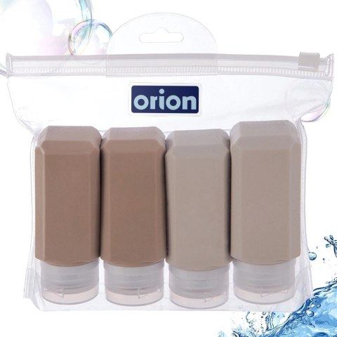 Butelki Podróżne Zestaw 4 szt. Silikon 90 ml ORION Szczelne Etui 16 x 16 cm
