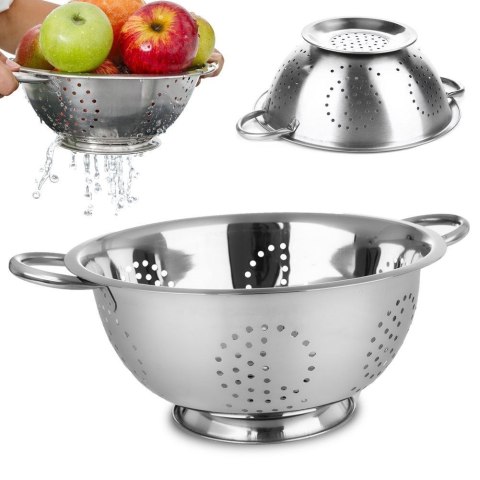 Cedzak Kuchenny Stalowy ORION 24 cm Miska z Uchwytami na Makaron i Warzywa