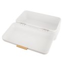 Chlebak Metalowy ORION Biały 42 x 24 x 16,5 cm Whiteline z Bambusowym Uchem