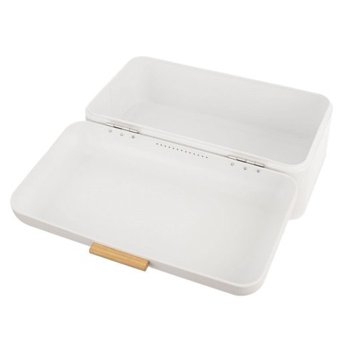 Chlebak Metalowy ORION Biały 42 x 24 x 16,5 cm Whiteline z Bambusowym Uchem