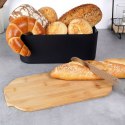 Chlebak na Pieczywo Chleb z Deską Bambusową Czarny VILDE 33 x 18,5 x 12 cm