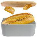 Chlebak na Pieczywo Chleb z Deską Bambusową Szary VILDE 33 x 18,5 x 12 cm