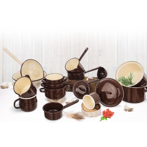 Chochla Emaliowana ORION BROWN 170 ml 35 cm Brązowa Retro do Zupy