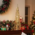 Choinka Stożek Ażurowa Złota 40 cm 30 LED z Timerem na Baterie