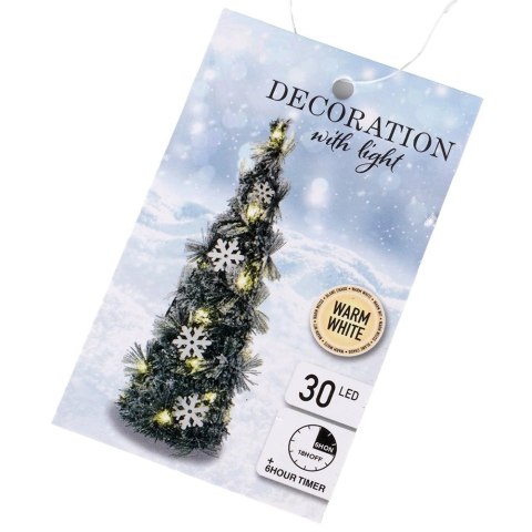 Choinka Stożek Zielona 60 cm 30 LED z Timerem Dekoracja Świąteczna