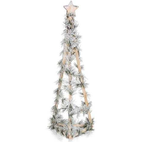 Choinka Świąteczna Stożek Drewniana 68 cm 40 LED z Timerem Ozdoba
