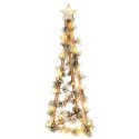 Choinka Świąteczna Stożek Drewniana 68 cm 40 LED z Timerem Ozdoba