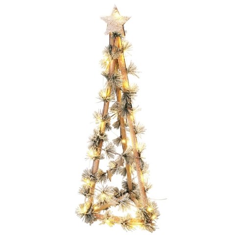 Choinka Świąteczna Stożek Drewniana 68 cm 40 LED z Timerem Ozdoba