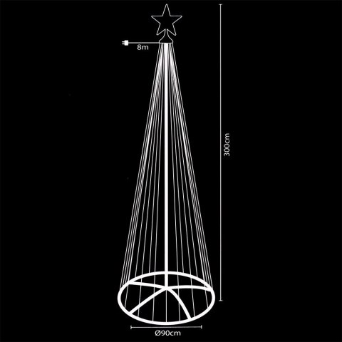 Choinka świecąca stożek zewnętrzna XXL 550 LED 300 cm