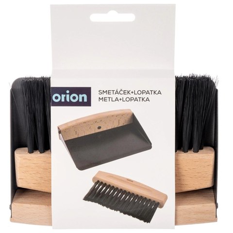 Mini Zmiotka z Szufelką ORION Metal Drewno z Magnesem do Blatu Czarne