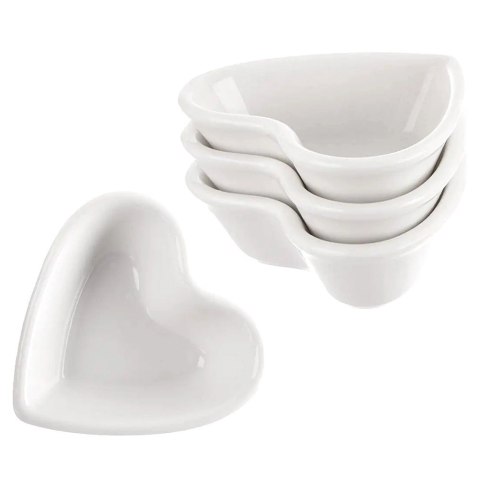 Miseczki do Serwowania Serce 4 szt. Porcelana do Mikrofalówki Piekarnika