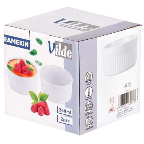 Miseczki do Zapiekania 260 ml Porcelanowe Białe Zestaw 2 szt VILDE