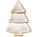 Miseczki z Tacą na Przekąski Dipy Choinka Porcelanowe Białe ORION 28 cm