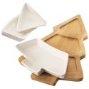 Miseczki z Tacą na Przekąski Dipy Choinka Porcelanowe Białe ORION 28 cm