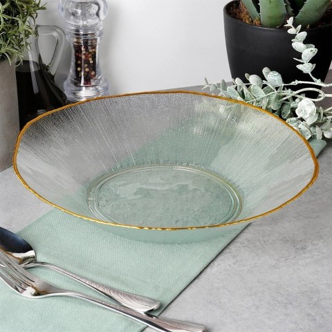 Miska Sałatkowa Stołowa 29,5 x 29 cm 1,6 L Szkło Złoty Rant VILD