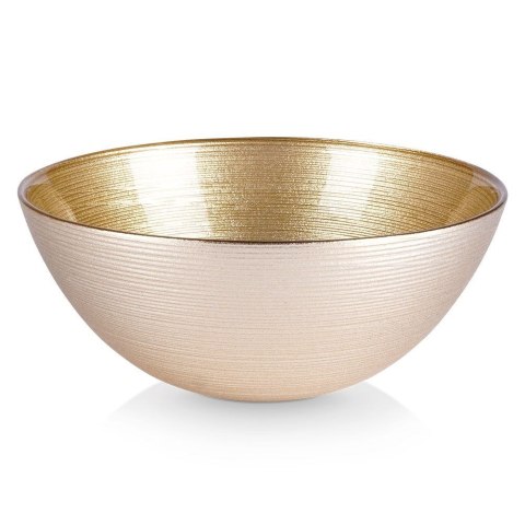 Miska Szklana Złota 15 cm 600 ml Prążkowana Mycie Ręczne VILDE