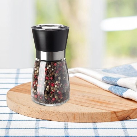 Młynek Ręczny do Pieprzu Soli Szklany 13 cm z Pokrywką EXCELLENT HOUSEWARE