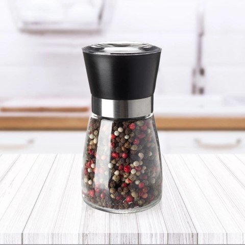Młynek Ręczny do Pieprzu Soli Szklany 13 cm z Pokrywką EXCELLENT HOUSEWARE
