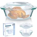 Naczynie Żaroodporne z Pokrywką do Pieczenia Szklane Małe VILDE 2 L + 750ml