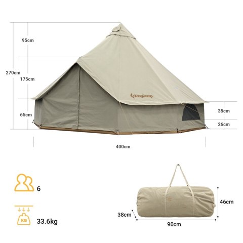 Namiot Glamping Ogrodowy Indiański Tipi 4x4m Bawełna KING CAMP