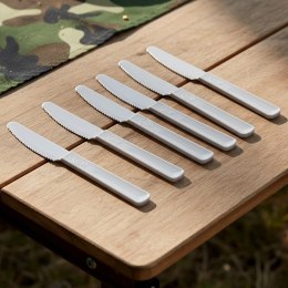 Noże Plastikowe Zestaw 6 szt. Wielorazowe Sandy Szare Piknik Camping