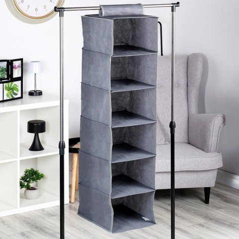 Organizer Wiszący do Szafy 6 Półek 30 x 30 x 120 cm STORAGE SOLUTIONS Szary