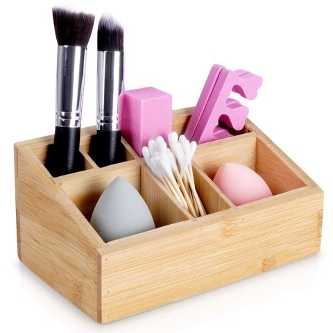 Organizer na Kosmetyki Bambusowy 17 x 10 x 8 cm ELEGANZA Siedem Przegródek