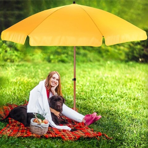 Parasol Plażowy Ogrodowy Stabilny Żółty Regulowany Składany AMBIANCE 200 cm