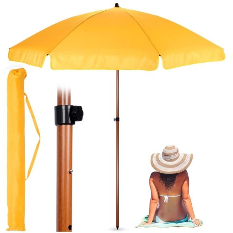 Parasol Plażowy Ogrodowy Stabilny Żółty Regulowany Składany AMBIANCE 200 cm
