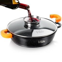 Patelnia Głęboka Granitowa 3,3 L 28 cm Pokrywka Aroma Dozownik VILDE