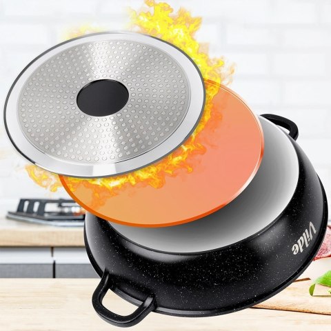 Patelnia Głęboka Granitowa 3,3 L 28 cm Pokrywka Aroma Dozownik VILDE