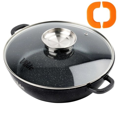 Patelnia Głęboka Granitowa 3,3 L 28 cm Pokrywka Aroma Dozownik VILDE