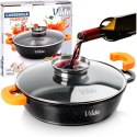 Patelnia Głęboka Granitowa 3,3 L 28 cm Pokrywka Aroma Dozownik VILDE