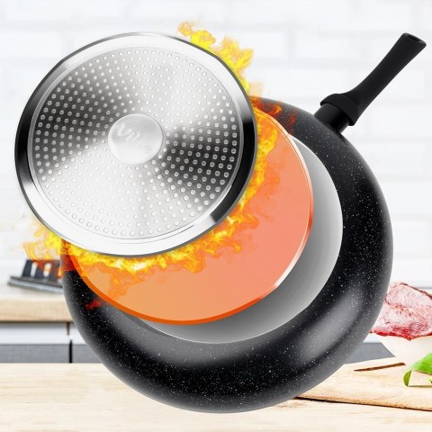 Patelnia Granitowa 32 cm Black Line Indukcja Gaz Non-stick VILDE