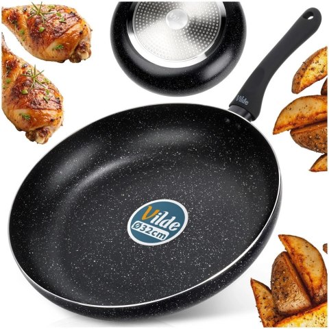 Patelnia Granitowa 32 cm Black Line Indukcja Gaz Non-stick VILDE