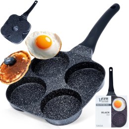 Patelnia do Jajek Placków Pancakes Granitowa 4 Otwory Solidna VILDE 19x19 cm