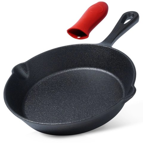 Patelnia na Gaz Indukcja Żeliwna z Nakładką Silikonową Solidna VILDE 20 cm